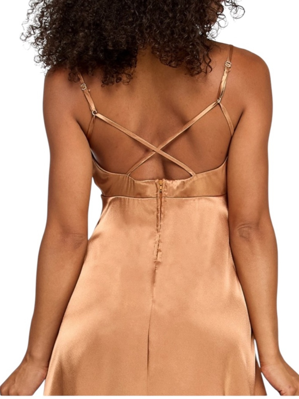 KATIA RAE Juniors Satin Sweetheart A-Line Slip Mini Dress Silky Bronze NEW XXS - Picture 4 of 9